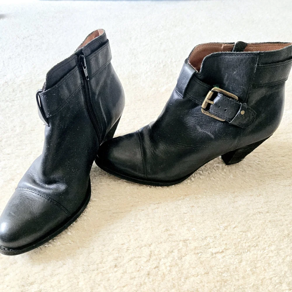 Corso Como Black Leather Ankle Boots - Picture 1 of 7